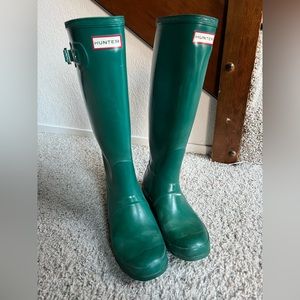 Green hunter rain boots
